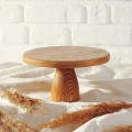 Lüks Ahşap Yuvarlak Ayaklı Pasta Sunum Tabağı