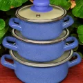 Lüks Mavi Mini Emaye Tencere Seti – 12/14/16 cm 3’lü
