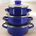Lüks Mavi Mini Emaye Tencere Seti – 12/14/16 cm 3’lü