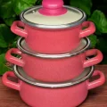 Prestij 6lı Mini Emaye Tencere Seti – Kırmızı, 12/14/16 cm