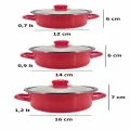 Prestij 6lı Mini Emaye Tencere Seti – Kırmızı, 12/14/16 cm