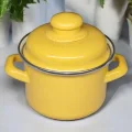 İtalyan Emaye Lüks Mini Tencere – 12 cm, 900 ml – Sarı