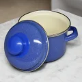 Lüks İtalyan Emaye Mini Derin Tencere – 12 cm Mavi – 900 ml