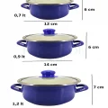 Lüks Mini Emaye Tencere Seti – 12/14/16 cm, 6 Parça Saklama Kabı