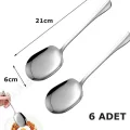 Premium 6lı Paslanmaz Çelik Lüks Servis Kaşığı Seti – Büyük Boy Şıklık