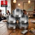 Premium 5li Krom Kül Tablası Set – 10 cm Paslanmaz Çelik Şıklık
