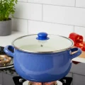 Emaye Premium 5.5 Litre Yoğurt Bombeli Tencere – 24 cm – Mavi