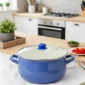Emaye Premium 5.5 Litre Yoğurt Bombeli Tencere – 24 cm – Mavi
