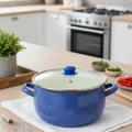 Emaye Premium 5.5 Litre Yoğurt Bombeli Tencere – 24 cm – Mavi