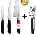 Nishev Mastercut 3lü Şef Bıçağı Seti Sürmene Bıçak Bileyici / Kurban Bayramına Özel Set