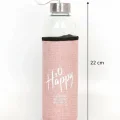 Lüks Şeffaf Kılıflı Cam Matara 500ml – Açık Pembe