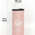 Premium Kılıflı Cam Matara 750 ml – Açık Pembe