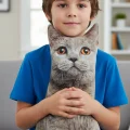 3d Dijital Baskılı Dekoratif Kedi Yastık Duman