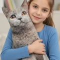 3d Dijital Baskılı Dekoratif Kedi Yastık Duman