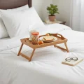 Lüks Katlanır Ayaklı Bambu Servis Tepsisi – Yatak & Ev İçin İdeal