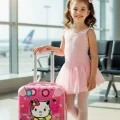 Pembe Lüks ABS Çocuk Valizi – 360° Dönüşlü Tekerlekli