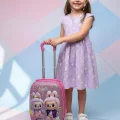 Karakterli Kız Çocuk Pembe Kabin Boy Çekçekli Valiz