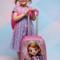 Karakterli Kız Çocuk Pembe Kabin Boy Çekçekli Valiz