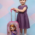 Karakterli Kız Çocuk Pembe Kabin Boy Çekçekli Valiz