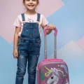 Karakterli Kız Çocuk Pembe Kabin Boy Çekçekli Valiz