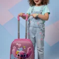 Karakterli Kız Çocuk Pembe Kabin Boy Çekçekli Valiz