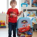 Cars Karakterli Erkek Çocuk Mavi Kabin Boy Çekçekli Valiz
