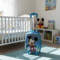 Kabartmalı Çocuk Valizi - Mavi Simli Çekçekli Bebek ve Çocuk Bavulu