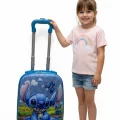 Desenli Parlak Mavi Çocuk Valizi - Erkek ve Kız Çocuk Çekçekli Bavul