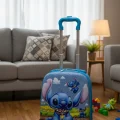 Desenli Parlak Mavi Çocuk Valizi - Erkek ve Kız Çocuk Çekçekli Bavul