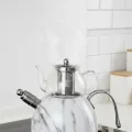 Nisev Mermer Düdüklü Çelik Cam Çaydanlık Takımı – Premium Tasarım