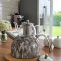 Nisev Premium Mermer Düdüklü Çelik-Cam Çaydanlık Takımı