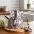 Nisev Mermer Düdüklü Cam Çaydanlık Takımı