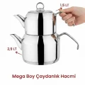 Delux Premium 4 Parça Çaydanlık Seti – Mega Boy Platin