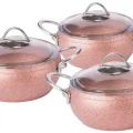 Özkent Döküm Rose Çelik Sap 3lü Granit Güveç Tencere Set