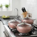 Özkent Döküm Rose Çelik Sap 3lü Granit Güveç Tencere Set