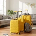 901 3lü Valiz Bavul Seti Sarı - Darbelere Karşı Yüksek Koruma