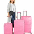 901 3lü Valiz Bavul Seti Pembe - Darbelere Karşı Yüksek Koruma