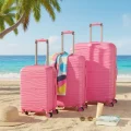 901 3lü Valiz Bavul Seti Pembe - Darbelere Karşı Yüksek Koruma