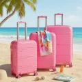901 3lü Valiz Bavul Seti Pembe - Darbelere Karşı Yüksek Koruma