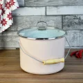 Tasarım Emaye Yoğurt Tenceresi Emaye Bakraç 20cm 5,25 lt Pembe