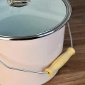 Tasarım Emaye Yoğurt Tenceresi Emaye Bakraç 20cm 5,25 lt Pembe