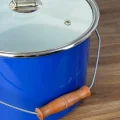 Tasarım Emaye Yoğurt Tenceresi Emaye Bakraç 20cm 5,25 lt Mavi
