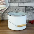 Tasarım Emaye Yoğurt Tenceresi Emaye Bakraç 20cm 5,25 lt Beyaz