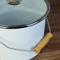 Tasarım Emaye Yoğurt Tenceresi Emaye Bakraç 20cm 5,25 lt Beyaz