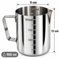 Premium Paslanmaz Çelik Ölçü ve Karıştırma Kabı 900 ml – Sütlük, Süt Potu, Barista Ölçü Kabı