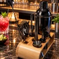 10 Parça Bambu Standlı Kokteyl Shaker Seti (700 ml)