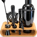 10 Parça Bambu Standlı Kokteyl Shaker Seti (700 ml)