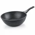 italyan tasarım 28 cm Döküm Granit Wok Tava