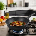 italyan tasarım 28 cm Döküm Granit Wok Tava
