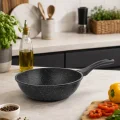 italyan tasarım 28 cm Döküm Granit Wok Tava